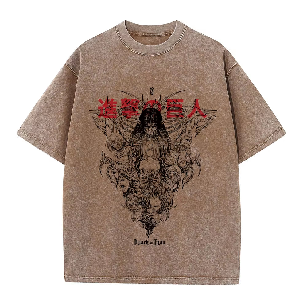 washed attack on titan tee