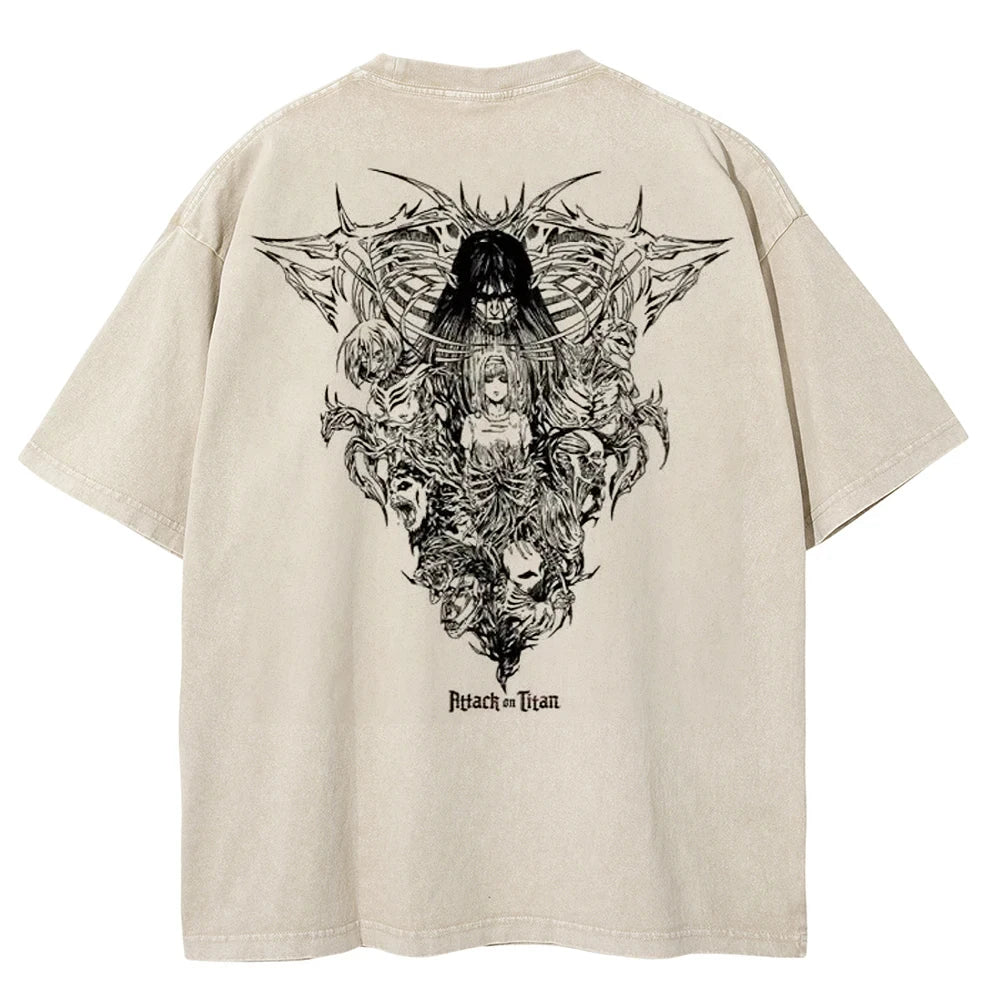 washed attack on titan tee