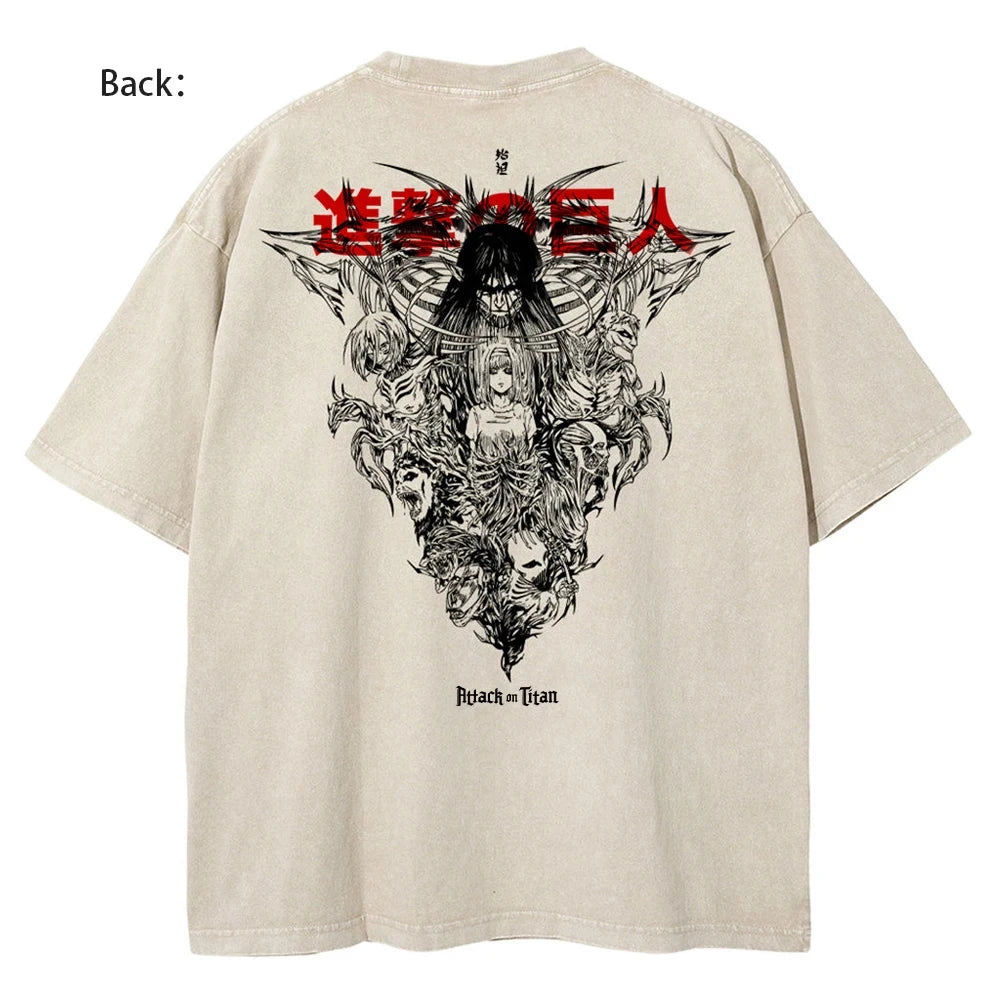 washed attack on titan tee