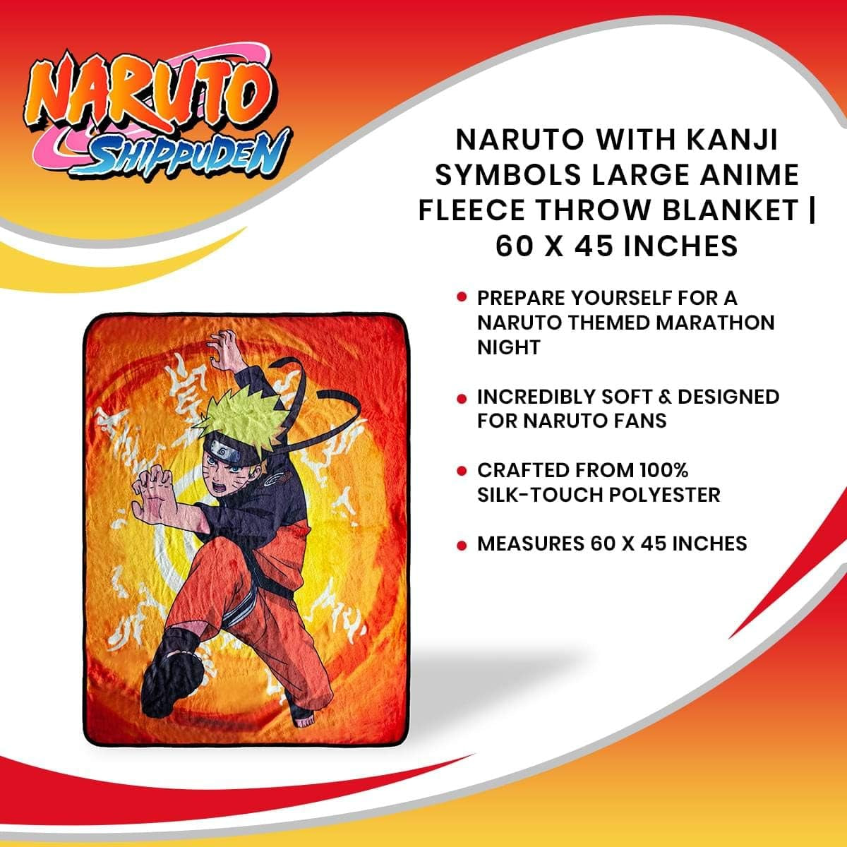 Naruto Official Anime Fleece Throw Blanket