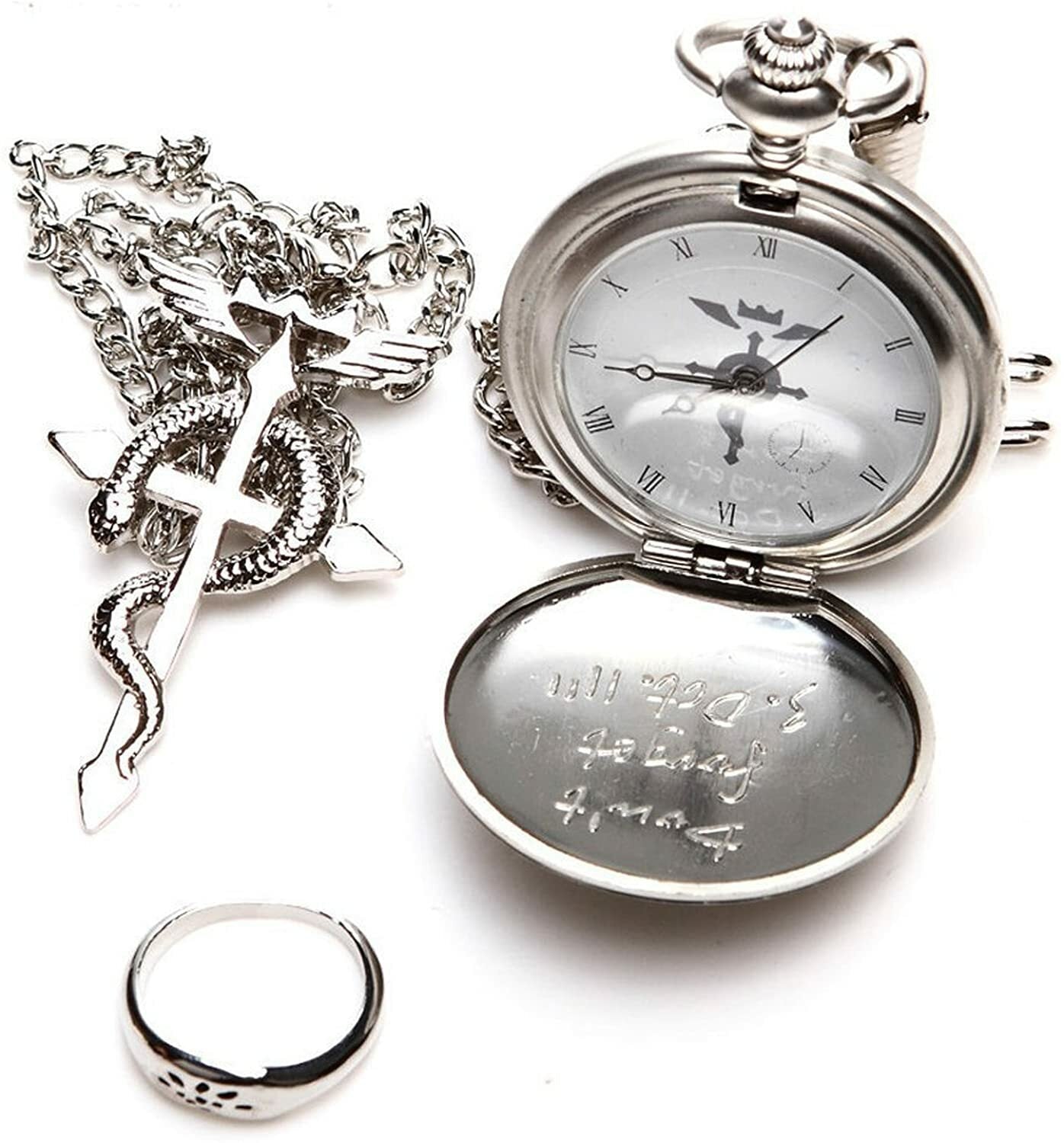 Full Metal Alchemist Pocket Watch Necklace Ring 