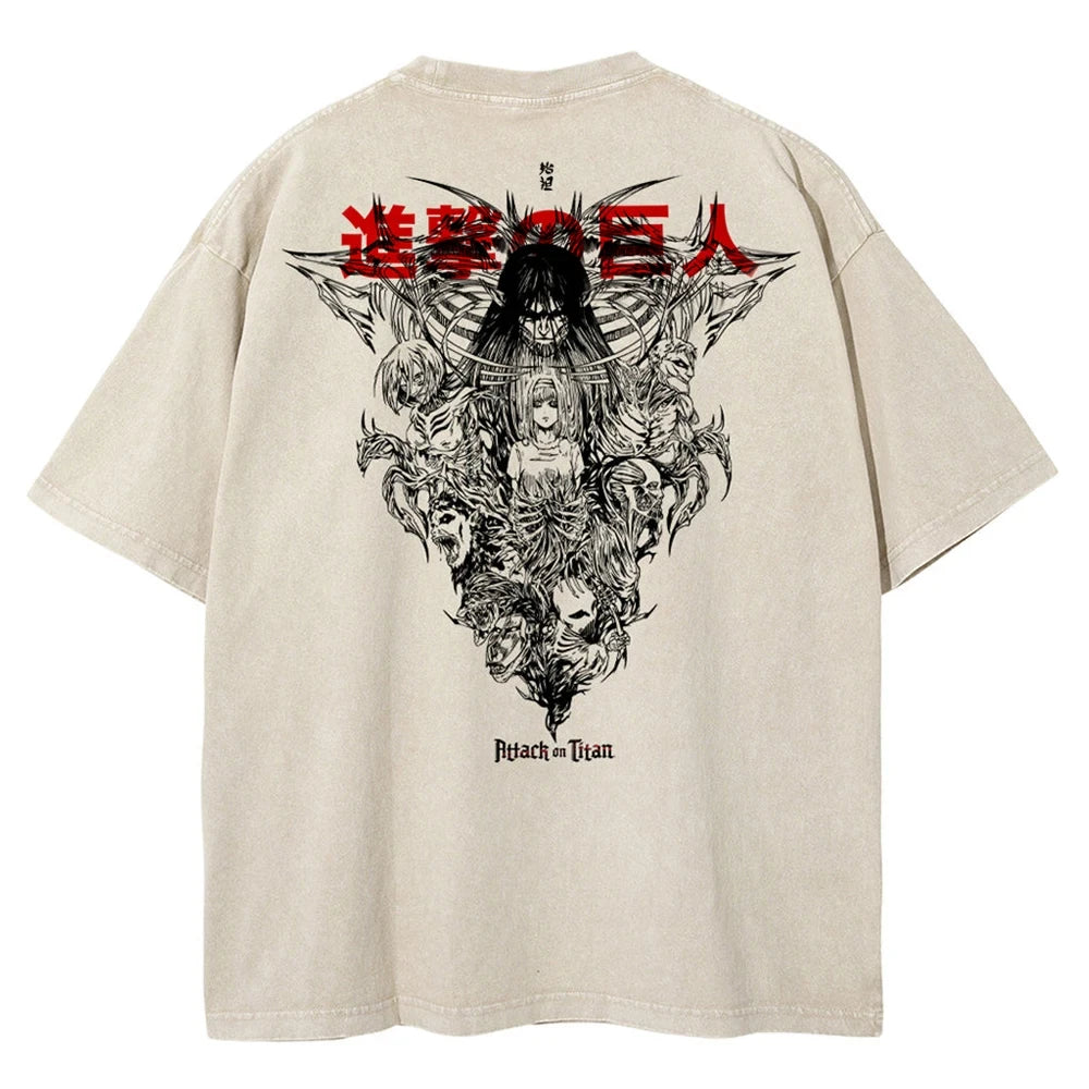 washed attack on titan tee