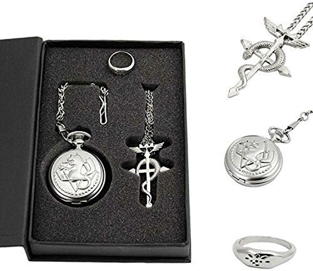 Full Metal Alchemist Pocket Watch Necklace Ring 