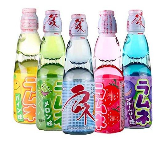 Ramune Japanese Soda Variety 6 Pack-Hata Bin-Iri Multiple Flavors-Japane